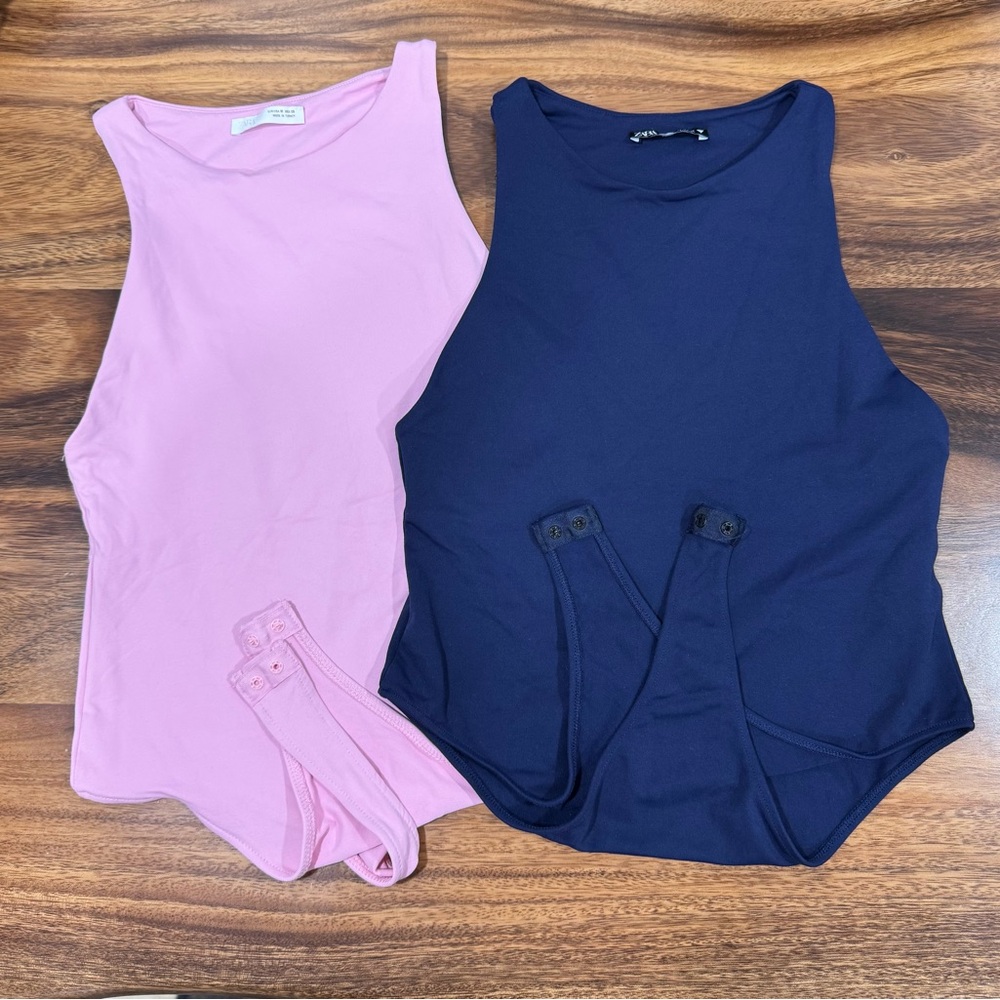 Zara (2) Navy Blue and pink bodysuits size M